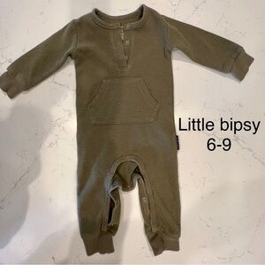 Olive Green Baby Onesie with Pocket